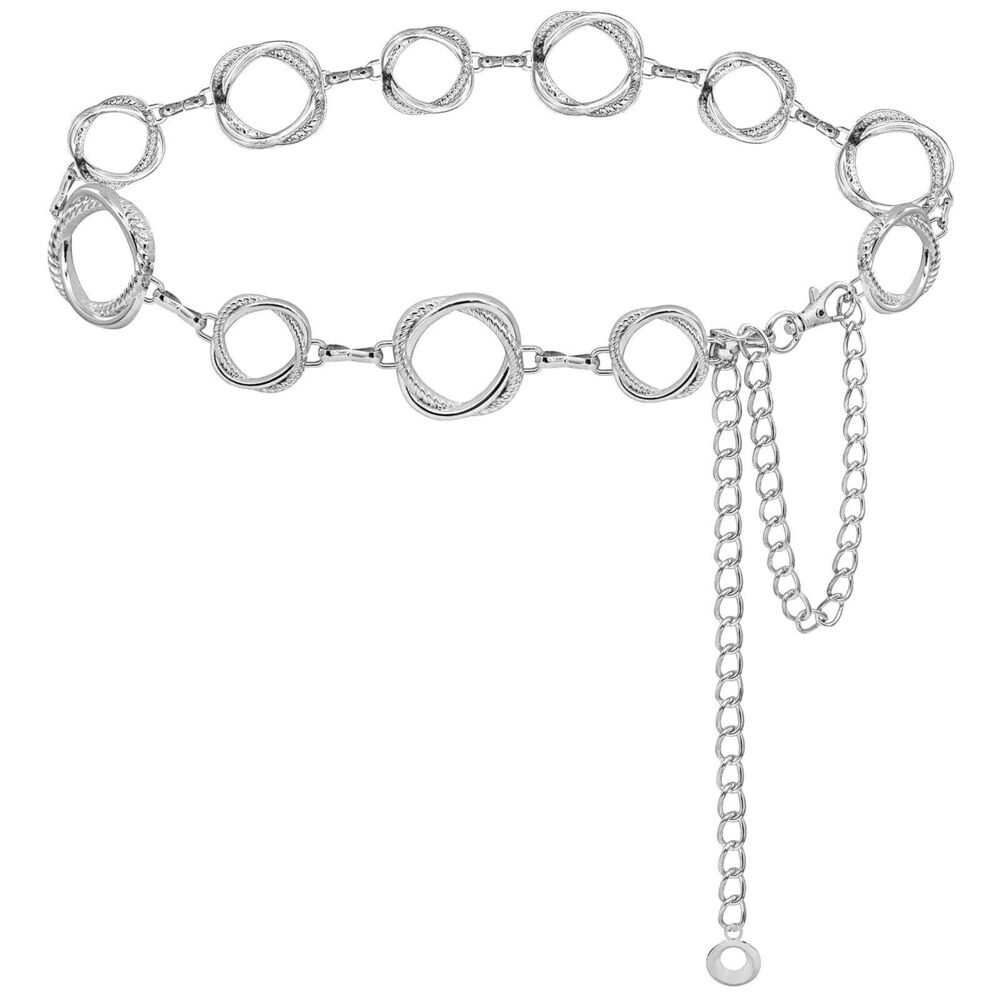 1245 Chain Belts For Women Metal Waist Gold Silver Link Belt